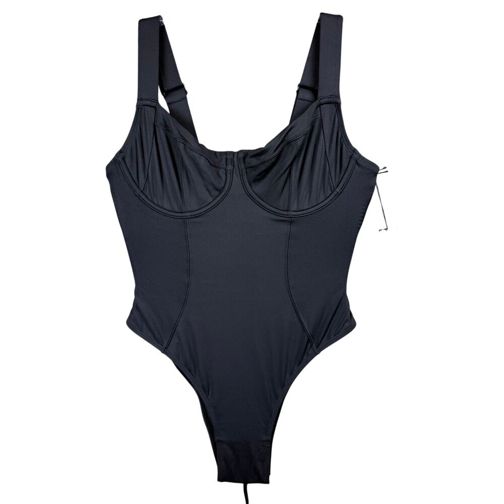 TA3 Hi Cut Lifty Black One-Piece Corset Lace-Up Underwire SMALL SHORT B/C Cup